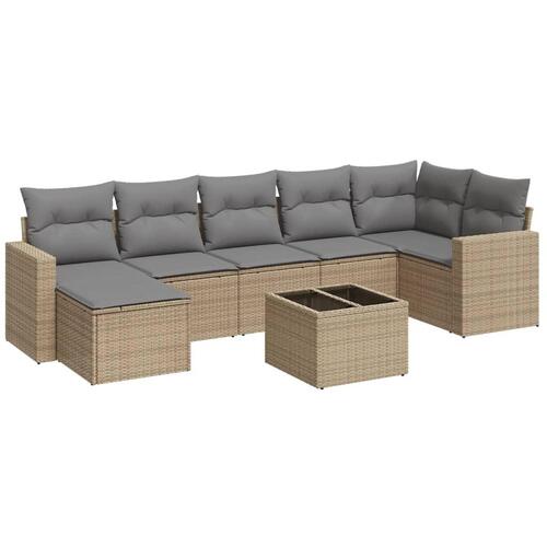 Sofasæt til haven 8 dele med hynder polyrattan beige