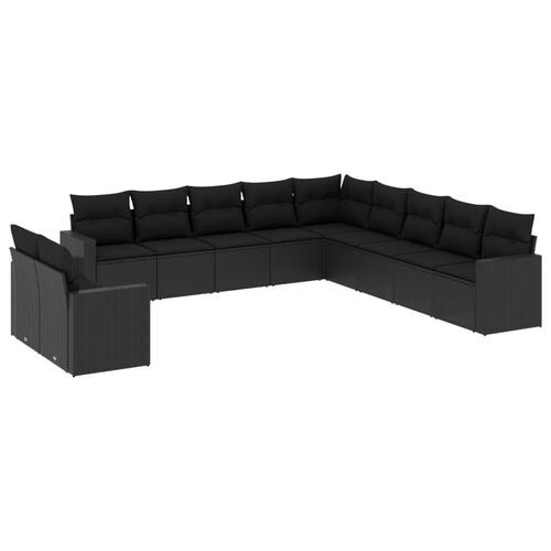 Sofasæt til haven 11 dele med hynder polyrattan sort