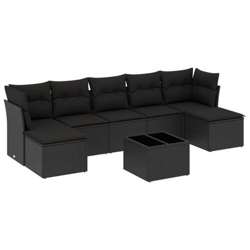 Sofasæt til haven 8 dele med hynder polyrattan sort