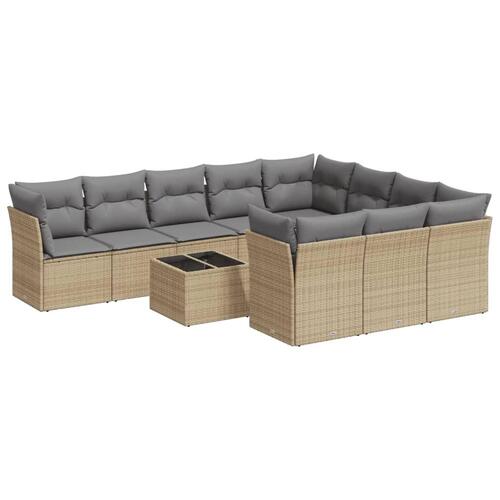 Sofasæt til haven 11 dele med hynder polyrattan beige