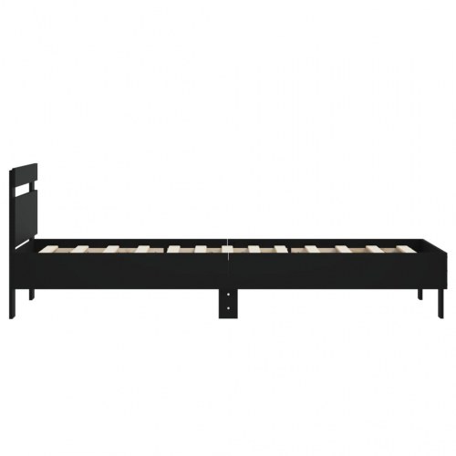 Sengeramme med sengegavl 75×190 cm - konstrueret træ, sort