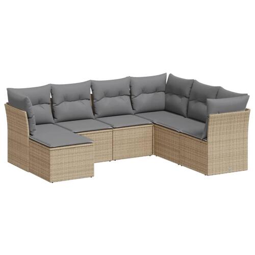 Sofasæt til haven 7 dele med hynder polyrattan beige