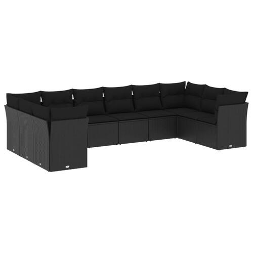Sofasæt til haven 10 dele med hynder polyrattan sort