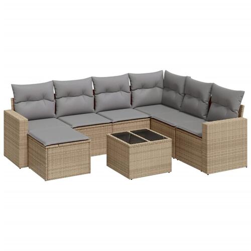 Sofasæt til haven 8 dele med hynder polyrattan beige