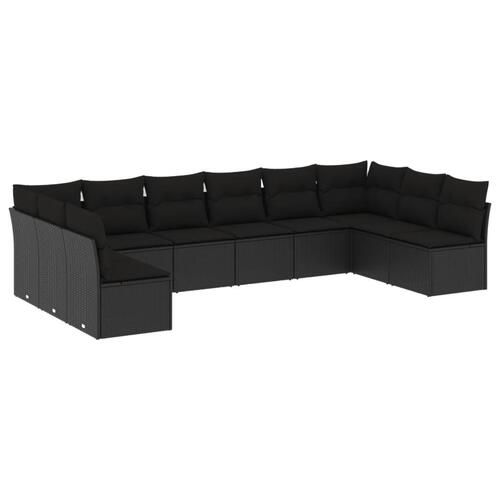 Sofasæt til haven 10 dele med hynder polyrattan sort