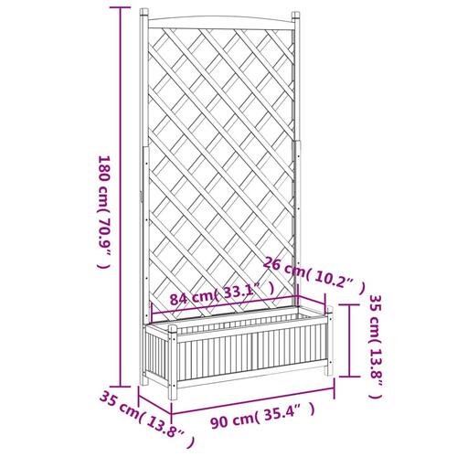 Plantekasse med espalier massivt grantræ sort