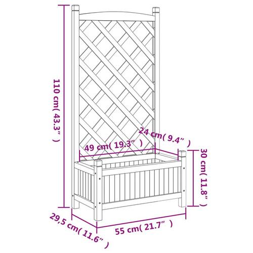 Plantekasse med espalier massivt grantræ sort