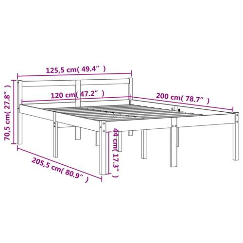 Seniorseng 120x200 cm massivt fyrretræ gyldenbrun