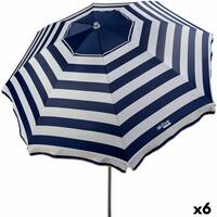 Parasol Aktive Blå/hvid 220 x 209 x 220 cm Stål Oxford-stof (6 enheder)