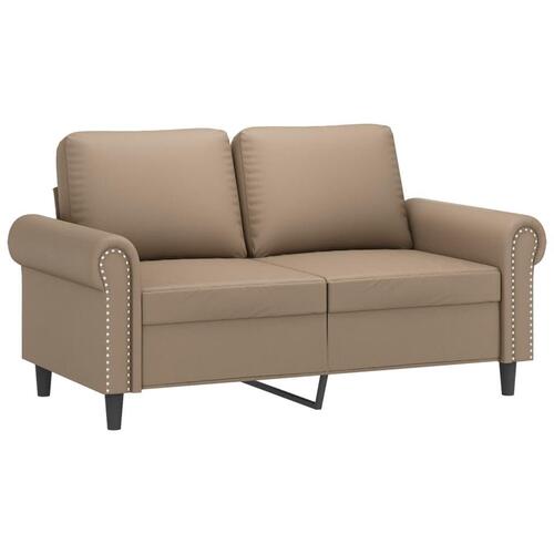 3 personers sofa med hynder kunstlæder cappuccinofarvet