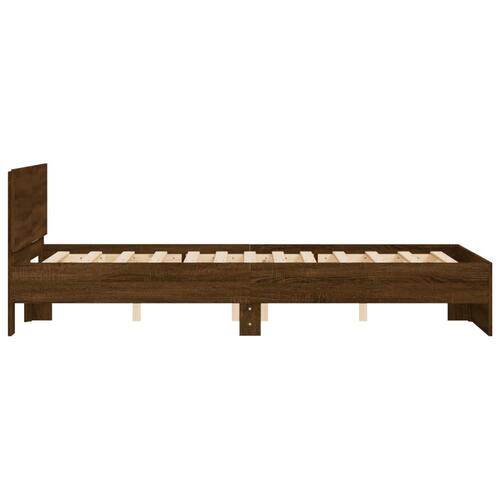 Sengeramme med sengegavl 120x200 cm brun egetræsfarve