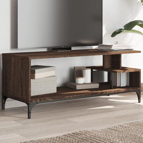 Tv-bord 102x40x41 cm konstrueret træ og stål brun egetræsfarve