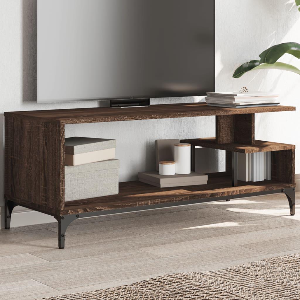 Tv-bord 102x40x41 cm konstrueret træ og stål brun egetræsfarve