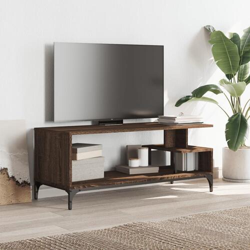Tv-bord 102x40x41 cm konstrueret træ og stål brun egetræsfarve