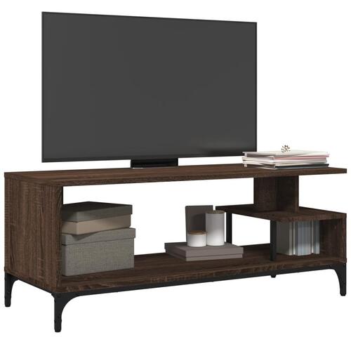 Tv-bord 102x40x41 cm konstrueret træ og stål brun egetræsfarve