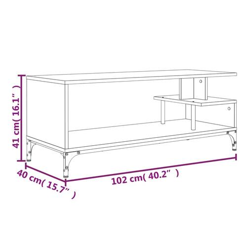 Tv-bord 102x40x41 cm konstrueret træ og stål brun egetræsfarve