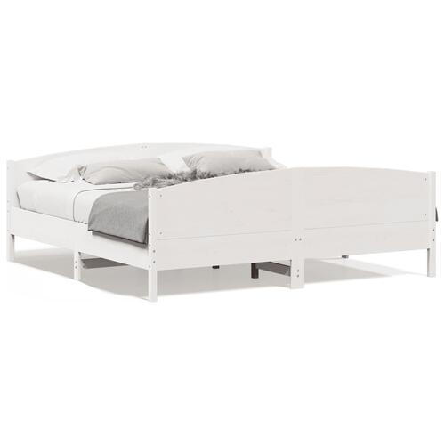 Sengeramme uden madras 200x200 cm massivt fyrretræ hvid