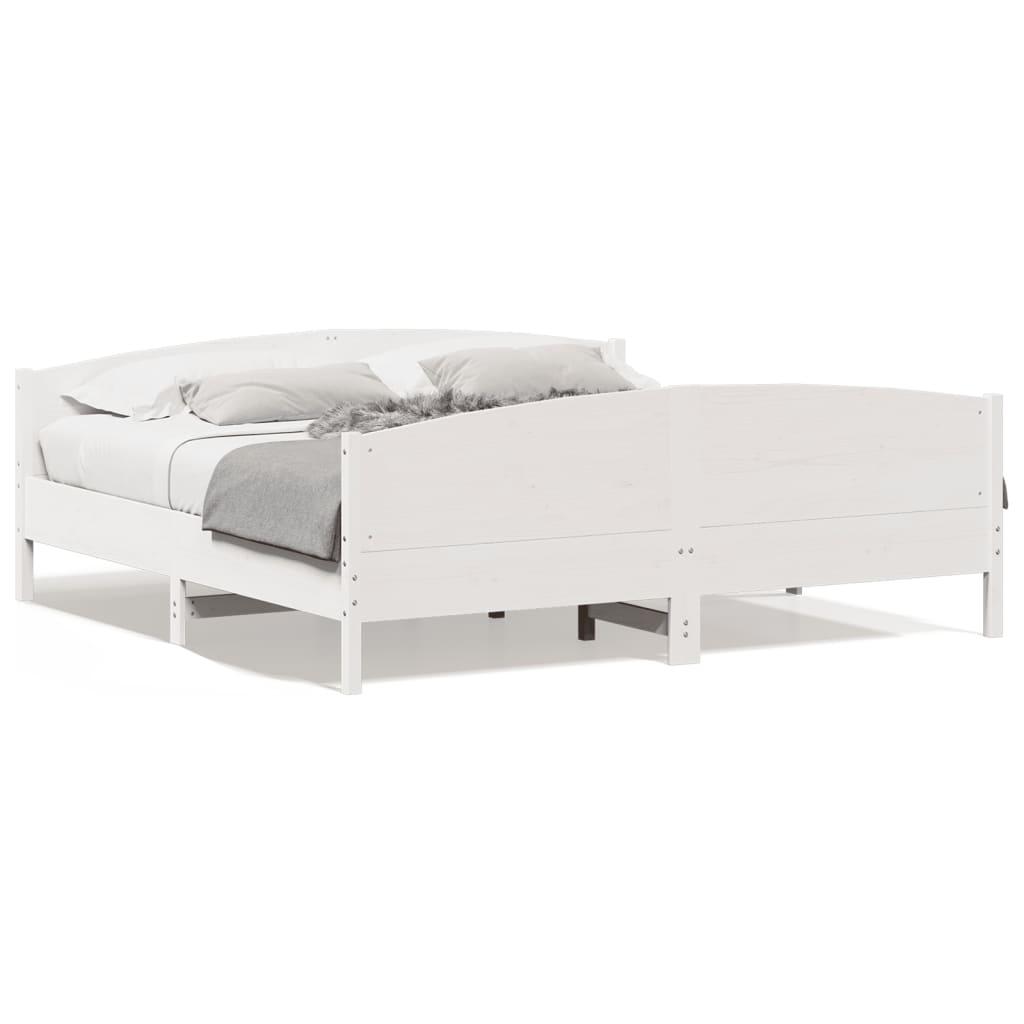 Sengeramme uden madras 200x200 cm massivt fyrretræ hvid