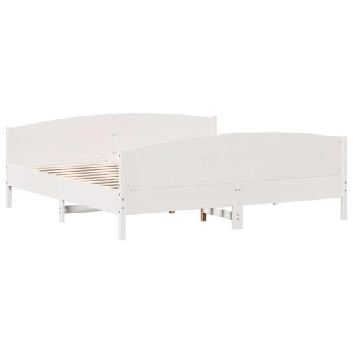 Sengeramme uden madras 200x200 cm massivt fyrretræ hvid