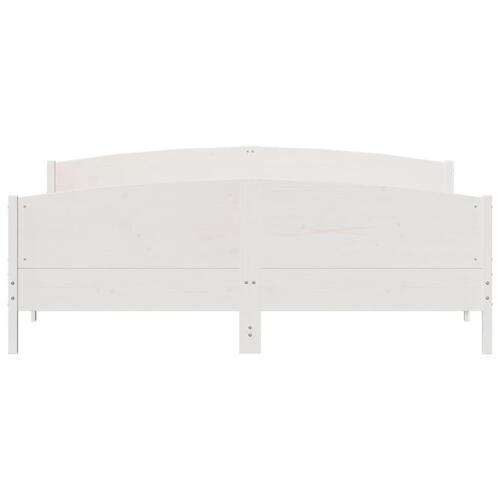 Sengeramme uden madras 200x200 cm massivt fyrretræ hvid