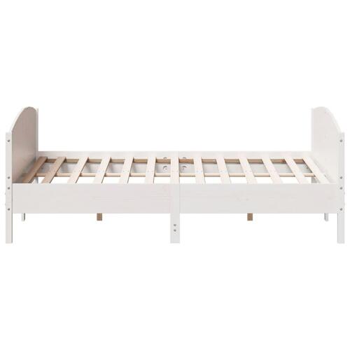 Sengeramme uden madras 200x200 cm massivt fyrretræ hvid