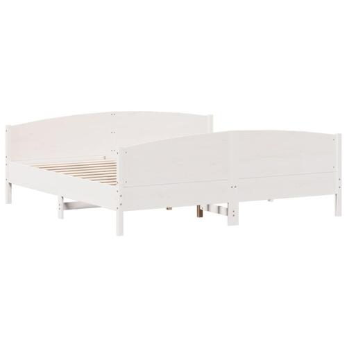 Sengeramme uden madras 200x200 cm massivt fyrretræ hvid