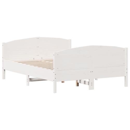 Sengeramme uden madras 140x200 cm massivt fyrretræ hvid