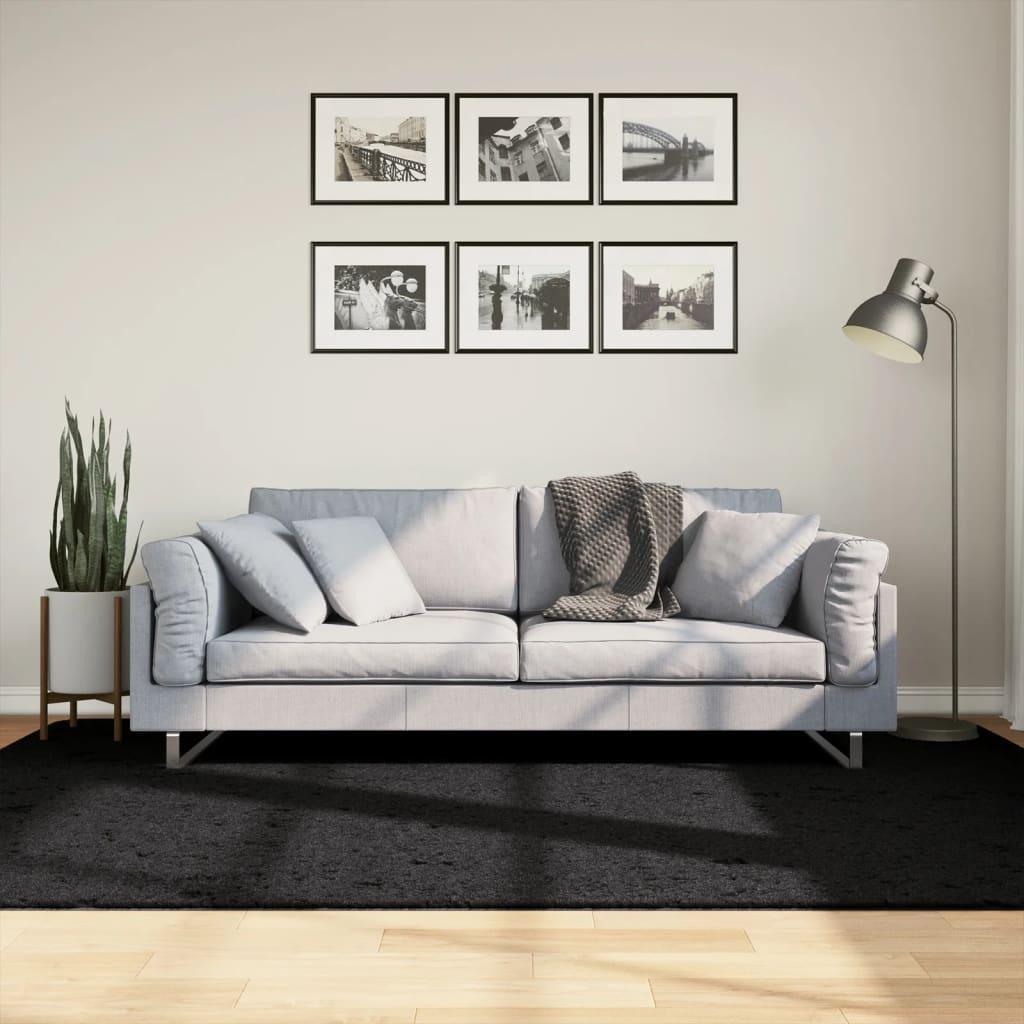 Shaggy gulvtæppe PAMPLONA 160x230 cm høj luv sort