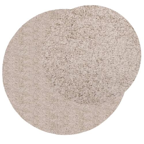 Shaggy gulvtæppe PAMPLONA Ø 100 cm høj luv beige