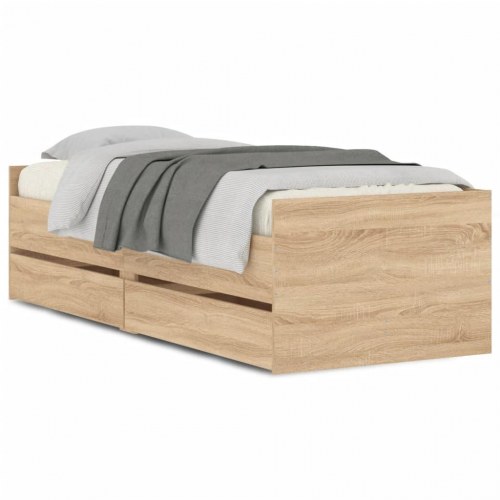 Sengeramme med skuffer 75x190 cm - Small Single, sonoma-eg