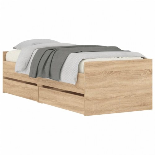Sengeramme med skuffer 75x190 cm - Small Single, sonoma-eg