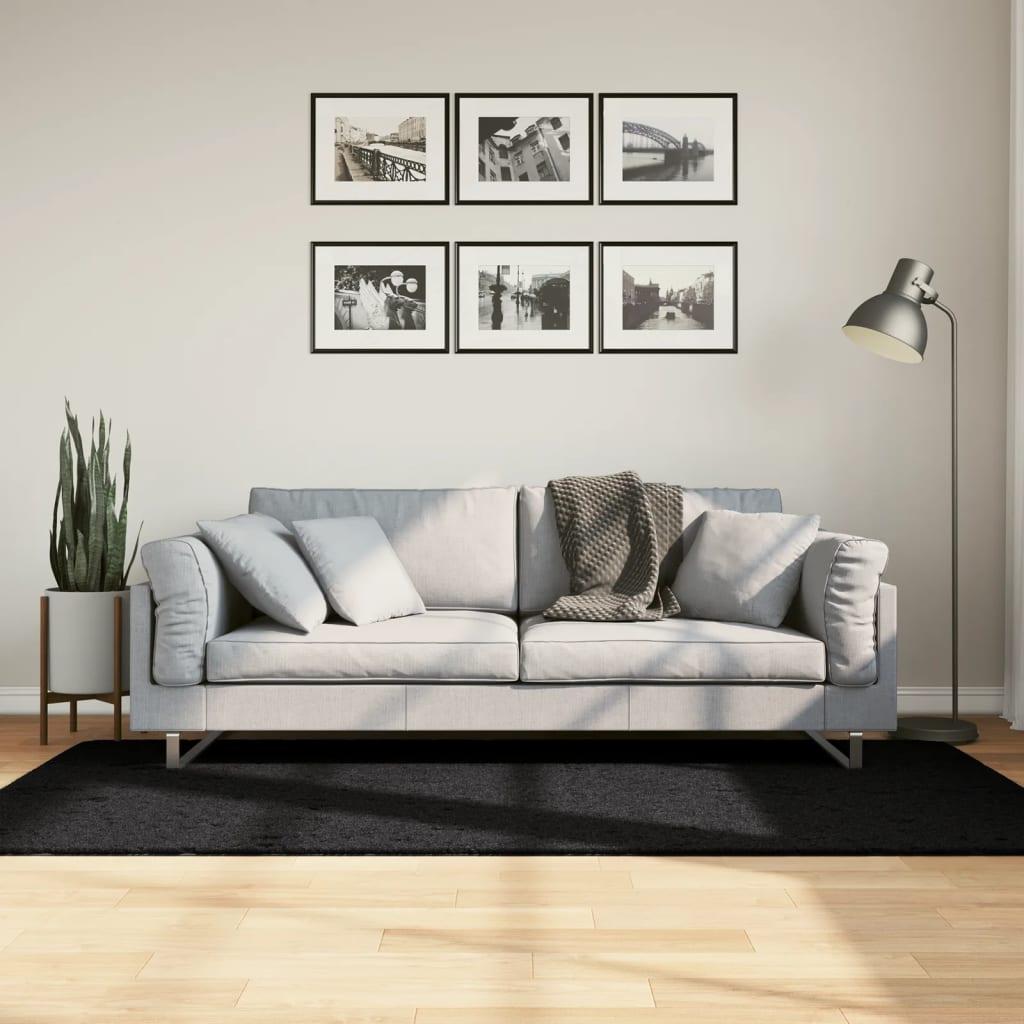 Shaggy gulvtæppe PAMPLONA 100x200 cm høj luv sort