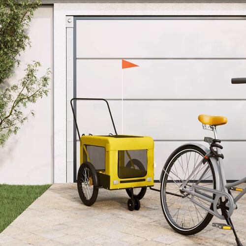 Hundetrailer til cykel oxfordstof og jern gul og sort