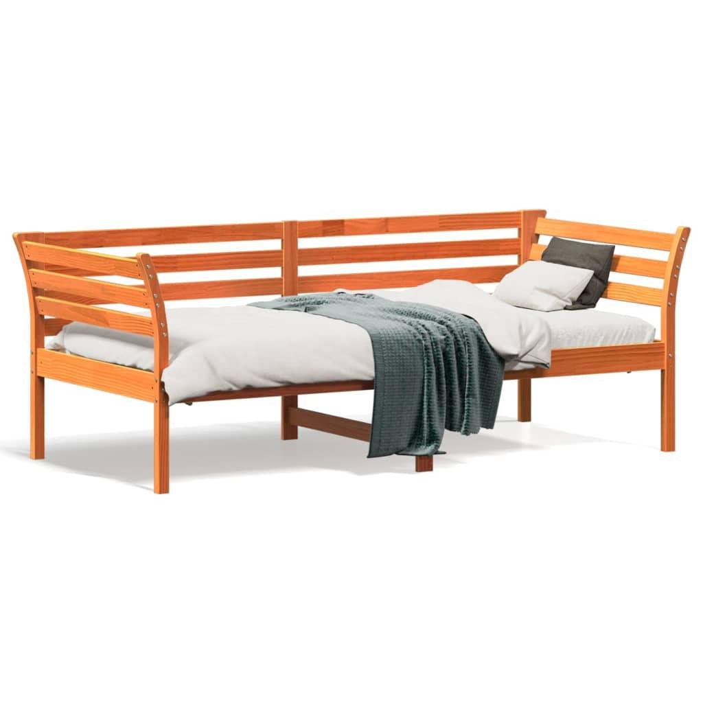 Daybed uden madras 90x190 cm massivt fyrretræ gyldenbrun billede