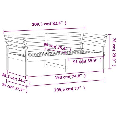 Daybed 90x190 cm massivt fyrretræ gyldenbrun