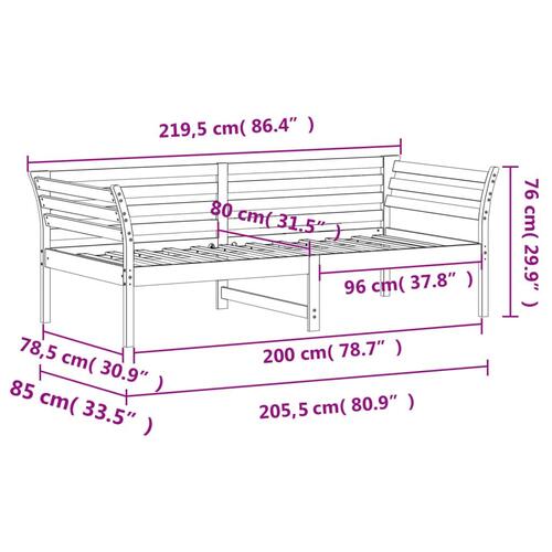 Daybed 80x200 cm massivt fyrretræ gyldenbrun