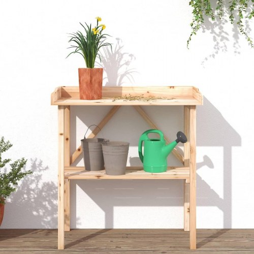 Plantebord med hylde 78 x 38 x 82,5 cm - ubehandlet