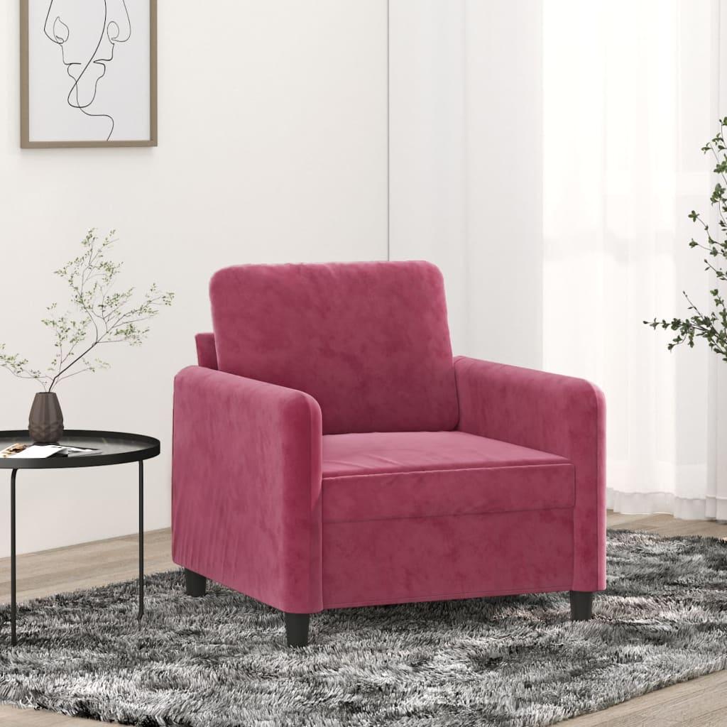 Lænestol 60 cm velour vinrød
