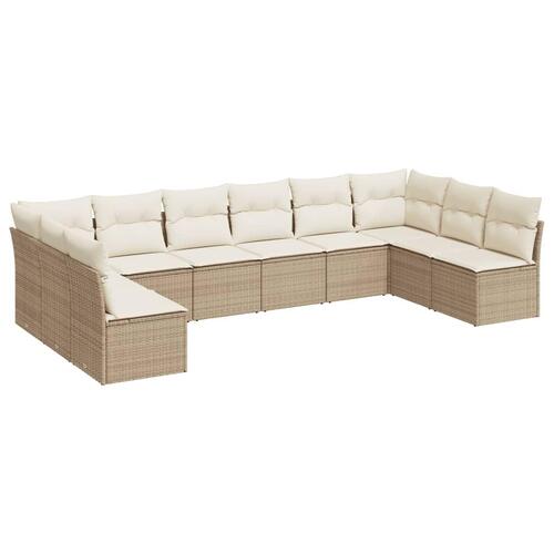 Sofasæt til haven 10 dele med hynder polyrattan beige