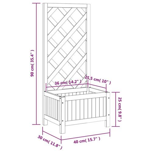 Plantekasse med espalier massivt grantræ sort