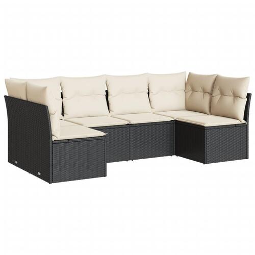 Sofasæt til haven 6 dele med hynder polyrattan sort