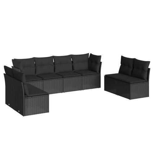 Sofasæt til haven 8 dele med hynder polyrattan sort