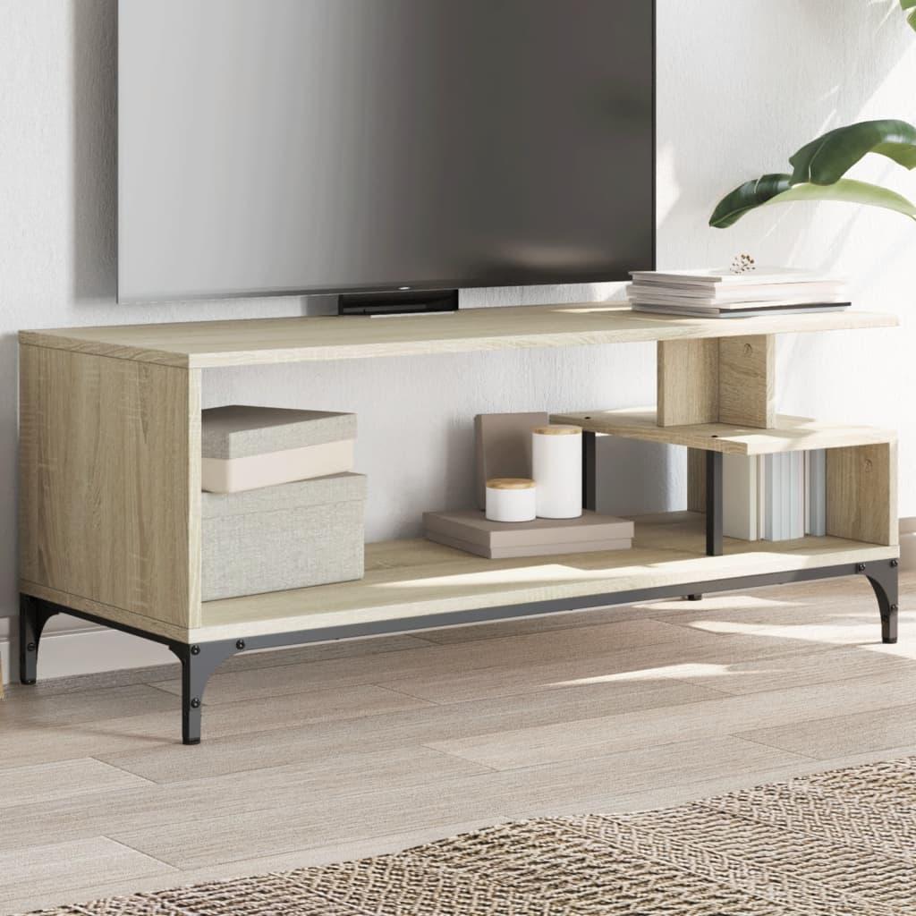 Tv-bord 102x40x41 cm konstrueret træ og stål sonoma-eg