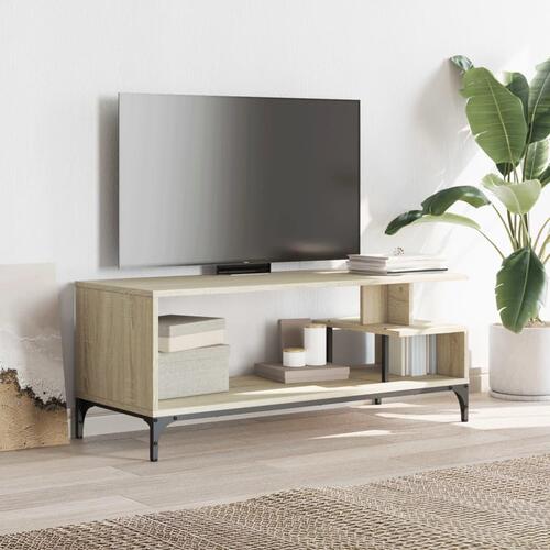 Tv-bord 102x40x41 cm konstrueret træ og stål sonoma-eg