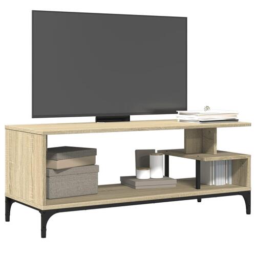 Tv-bord 102x40x41 cm konstrueret træ og stål sonoma-eg