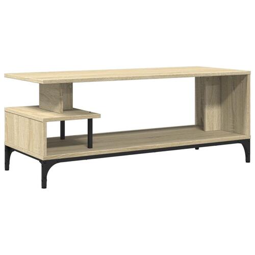 Tv-bord 102x40x41 cm konstrueret træ og stål sonoma-eg