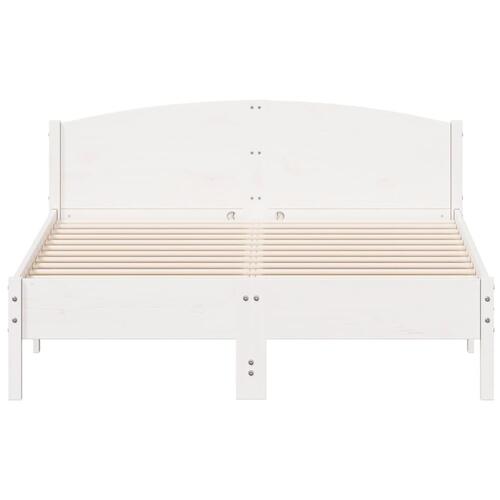 Sengeramme uden madras 140x200 cm massivt fyrretræ hvid