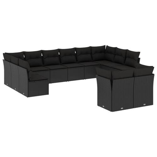 Sofasæt til haven 12 dele med hynder polyrattan sort