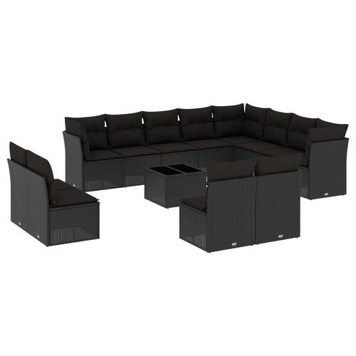 Sofasæt til haven 13 dele med hynder polyrattan sort