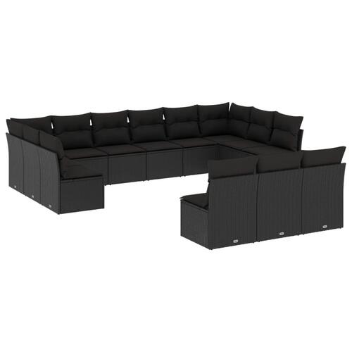 Sofasæt til haven 13 dele med hynder polyrattan sort